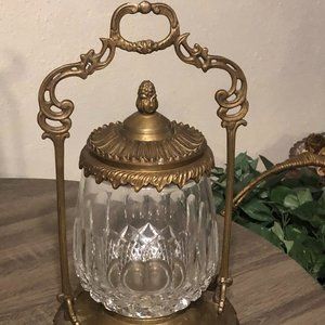 Vintage Victorian Unique Silver and Crystal Pickle Castor